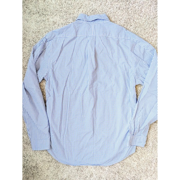 Polo Ralph Lauren Oxford Gingham Shirt Mens L Slim Fit Light Blue Office Casual - Picture 4 of 7